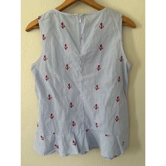 Women's Tommy Hilfiger Cotton Tank top Embroidered Anchor Striped Size Small - Picture 2 of 5